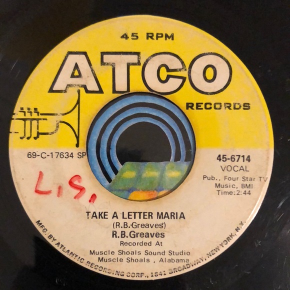 R.B. Greaves Take A Letter Maria Vinyl 45 Record - Picture 2 of 4